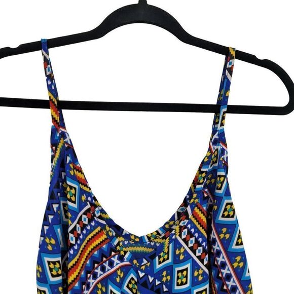 Y2K Crop Top L Blue Aztec Bandana Colorful Flowy Lightweight Sexy Festival USA - Picture 8 of 11